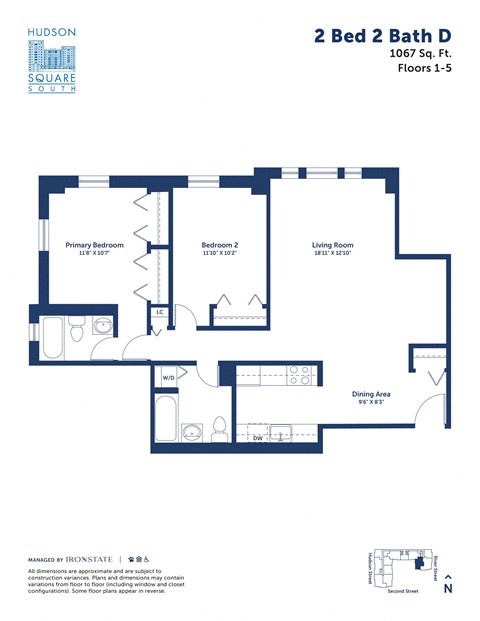 the typical floor plan of the 2 bed 2 bath d floor plan